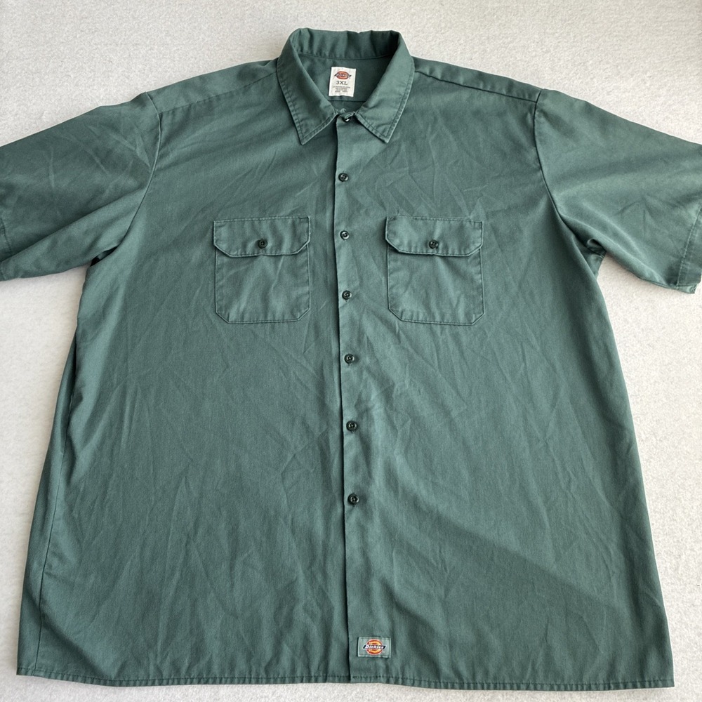 Dickies Big & Tall Mens Green Short Sleeve Twill Work Shirt Size 3XL Mechanic